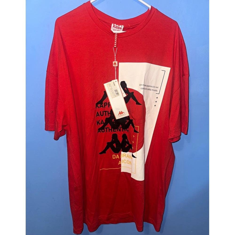 Kappa Authentic Mens Red Graphic Logo Crew Neck T-Shirt 3XL 3116FJW